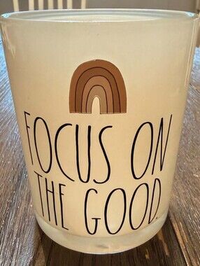 NWT Rae Dunn "Focus On The Good" Makeup Cup, 5" Tall × 4" Diameter